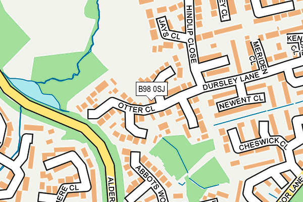 B98 0SJ map - OS OpenMap – Local (Ordnance Survey)