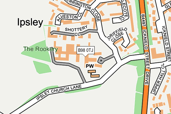 B98 0TJ map - OS OpenMap – Local (Ordnance Survey)