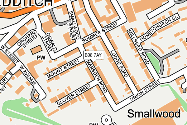B98 7AY map - OS OpenMap – Local (Ordnance Survey)