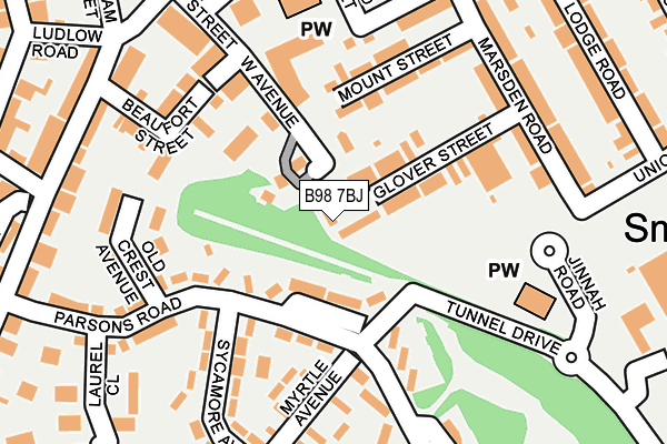 B98 7BJ map - OS OpenMap – Local (Ordnance Survey)