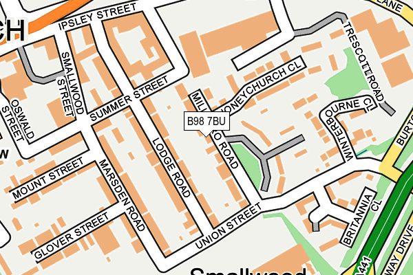 B98 7BU map - OS OpenMap – Local (Ordnance Survey)