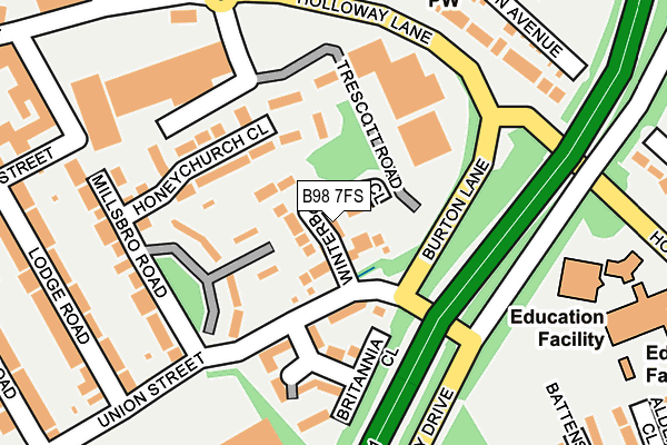 B98 7FS map - OS OpenMap – Local (Ordnance Survey)