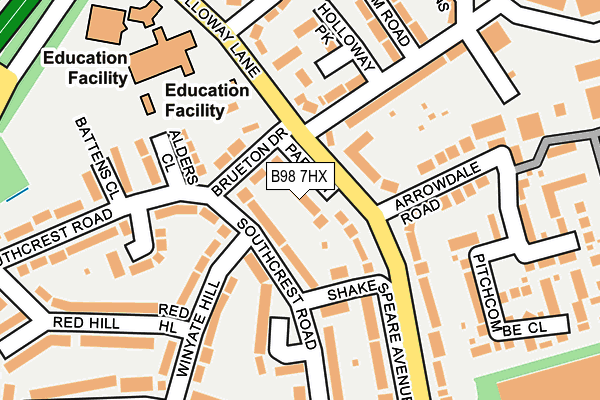 B98 7HX map - OS OpenMap – Local (Ordnance Survey)