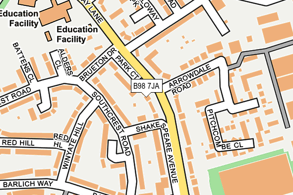 B98 7JA map - OS OpenMap – Local (Ordnance Survey)