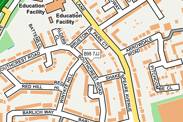 B98 7JJ map - OS OpenMap – Local (Ordnance Survey)