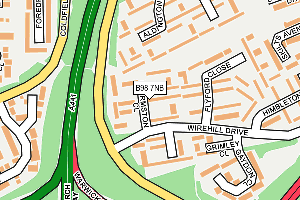 B98 7NB map - OS OpenMap – Local (Ordnance Survey)