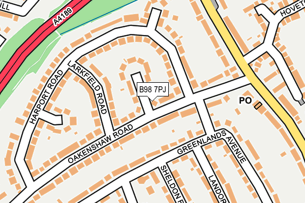 B98 7PJ map - OS OpenMap – Local (Ordnance Survey)