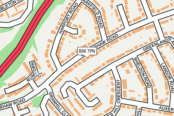 B98 7PN map - OS OpenMap – Local (Ordnance Survey)