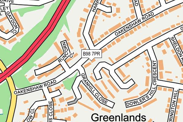 B98 7PR map - OS OpenMap – Local (Ordnance Survey)