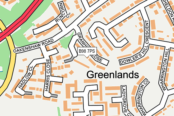 B98 7PS map - OS OpenMap – Local (Ordnance Survey)