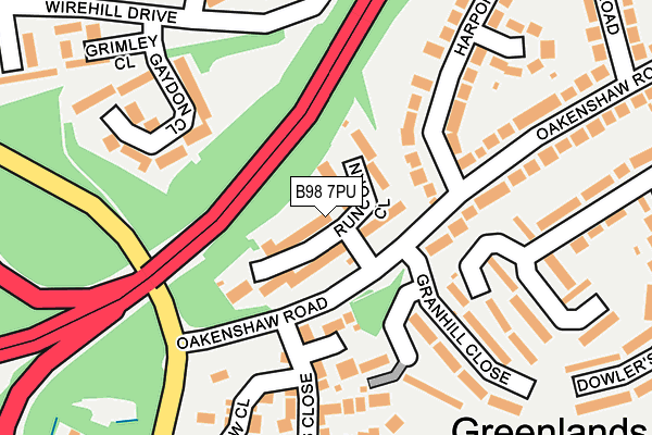 B98 7PU map - OS OpenMap – Local (Ordnance Survey)