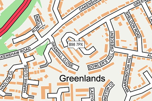 B98 7PX map - OS OpenMap – Local (Ordnance Survey)