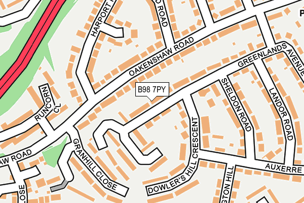 B98 7PY map - OS OpenMap – Local (Ordnance Survey)