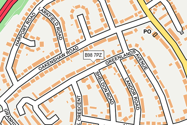 B98 7PZ map - OS OpenMap – Local (Ordnance Survey)