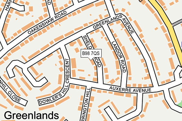 B98 7QS map - OS OpenMap – Local (Ordnance Survey)