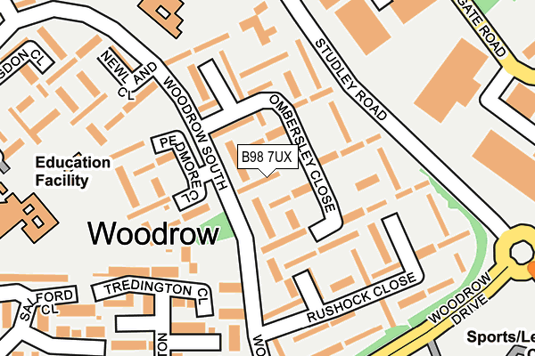 B98 7UX map - OS OpenMap – Local (Ordnance Survey)