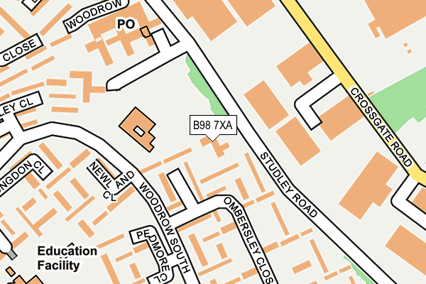 B98 7XA map - OS OpenMap – Local (Ordnance Survey)