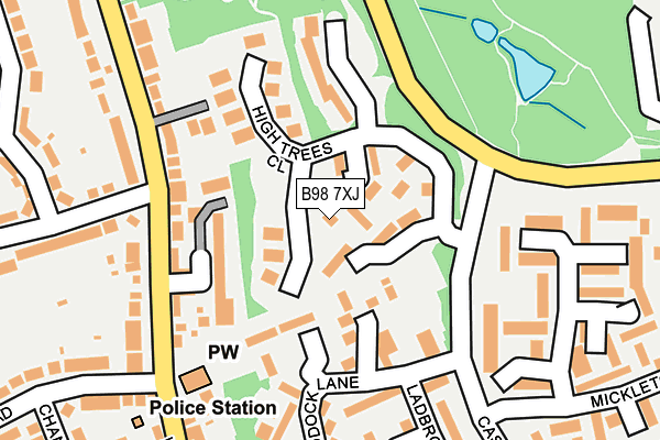 B98 7XJ map - OS OpenMap – Local (Ordnance Survey)
