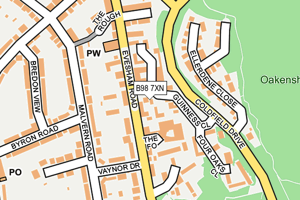 B98 7XN map - OS OpenMap – Local (Ordnance Survey)