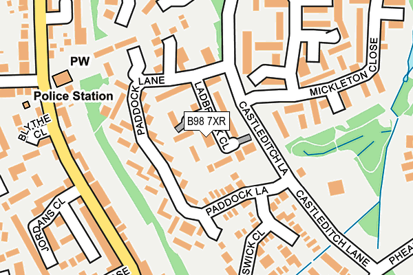 B98 7XR map - OS OpenMap – Local (Ordnance Survey)