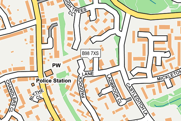B98 7XS map - OS OpenMap – Local (Ordnance Survey)