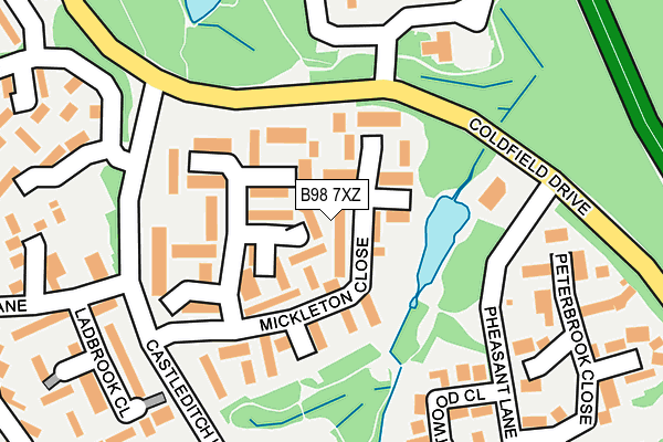 B98 7XZ map - OS OpenMap – Local (Ordnance Survey)