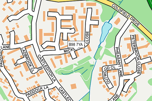 B98 7YA map - OS OpenMap – Local (Ordnance Survey)