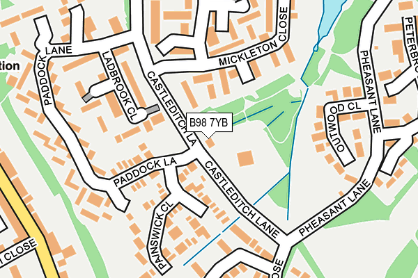 B98 7YB map - OS OpenMap – Local (Ordnance Survey)