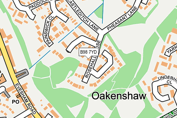 B98 7YD map - OS OpenMap – Local (Ordnance Survey)