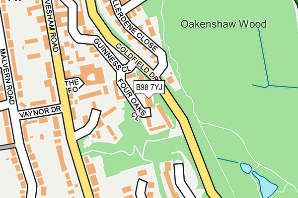 B98 7YJ map - OS OpenMap – Local (Ordnance Survey)