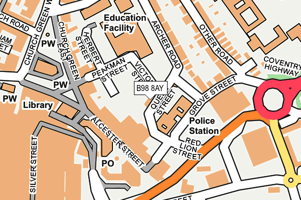 B98 8AY map - OS OpenMap – Local (Ordnance Survey)