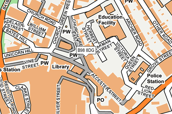 B98 8DG map - OS OpenMap – Local (Ordnance Survey)