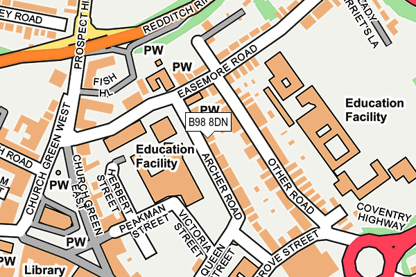 B98 8DN map - OS OpenMap – Local (Ordnance Survey)