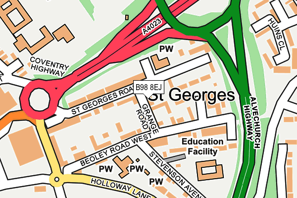 B98 8EJ map - OS OpenMap – Local (Ordnance Survey)