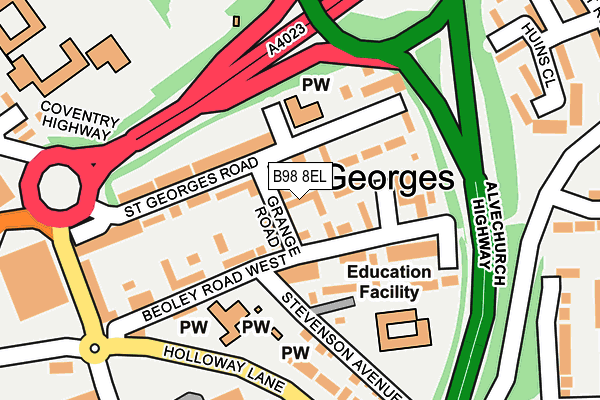 B98 8EL map - OS OpenMap – Local (Ordnance Survey)