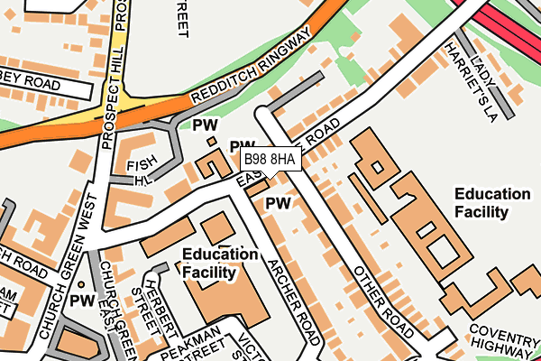 B98 8HA map - OS OpenMap – Local (Ordnance Survey)