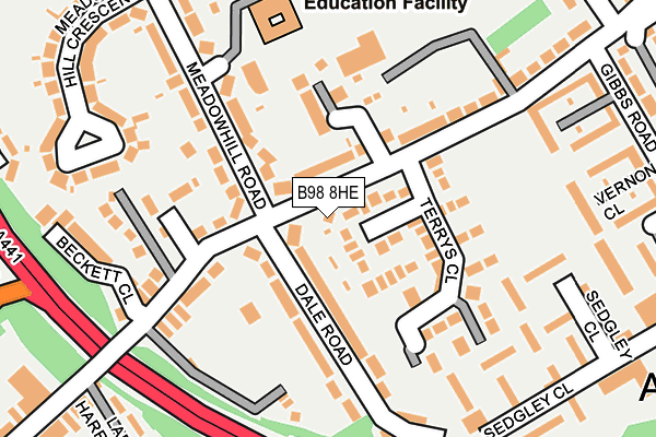 B98 8HE map - OS OpenMap – Local (Ordnance Survey)