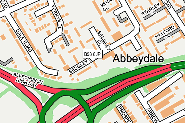 B98 8JP map - OS OpenMap – Local (Ordnance Survey)