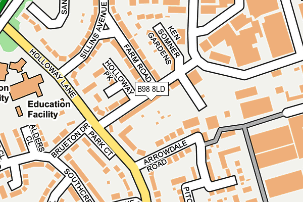 B98 8LD map - OS OpenMap – Local (Ordnance Survey)