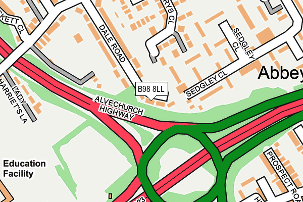 B98 8LL map - OS OpenMap – Local (Ordnance Survey)