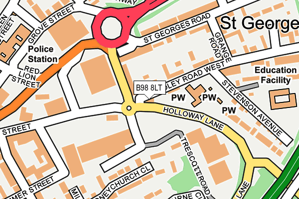 B98 8LT map - OS OpenMap – Local (Ordnance Survey)