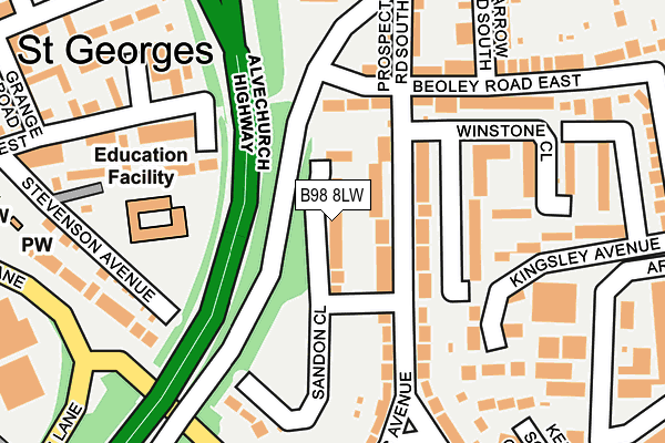 B98 8LW map - OS OpenMap – Local (Ordnance Survey)