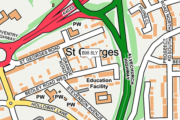 B98 8LY map - OS OpenMap – Local (Ordnance Survey)