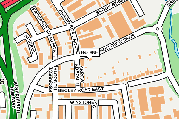 B98 8NE map - OS OpenMap – Local (Ordnance Survey)