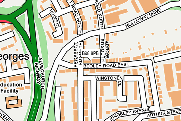 B98 8PB map - OS OpenMap – Local (Ordnance Survey)