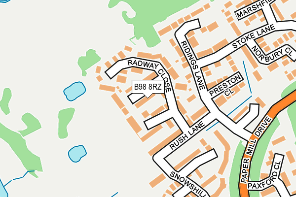 B98 8RZ map - OS OpenMap – Local (Ordnance Survey)