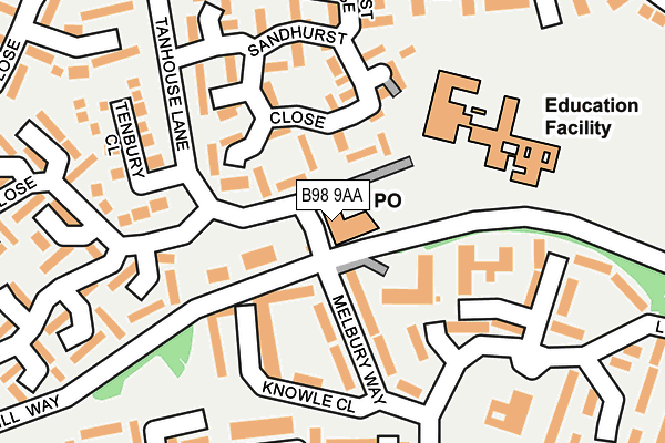 B98 9AA map - OS OpenMap – Local (Ordnance Survey)