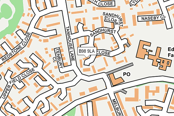 B98 9LA map - OS OpenMap – Local (Ordnance Survey)