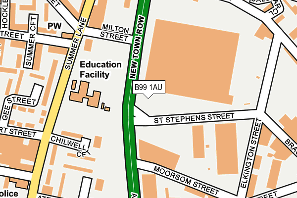 B99 1AU map - OS OpenMap – Local (Ordnance Survey)