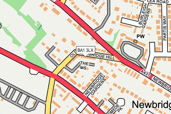 BA1 3LX map - OS OpenMap – Local (Ordnance Survey)